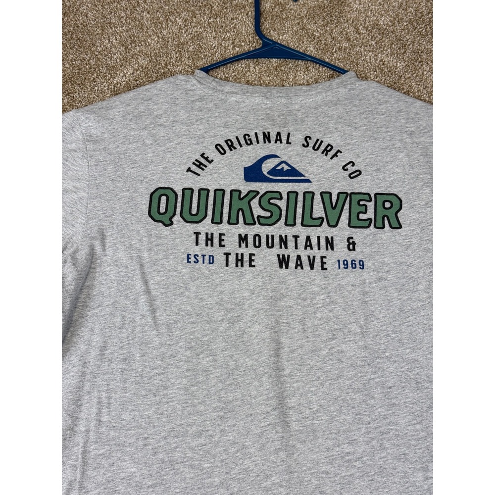 Quiksilver Mens Gray T-Shirt Original Surf Co Mountain Wave Large Skater Beach
